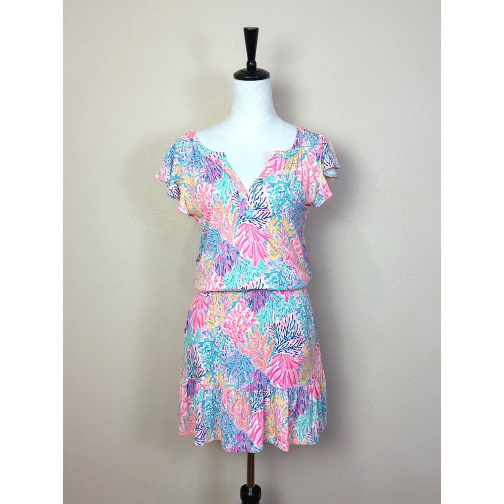 Lilly Pulitzer Ravi Colorful Coral Reef Mini Dress w/ Built in Shorts Size XS